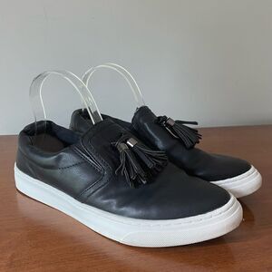 Soda Black Slip On Tassel Sneakers